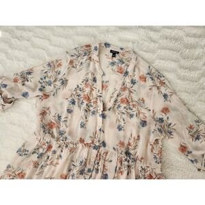 Torrid 1 Floral High Low Button Front Tunic Blouse Boho Chiffon Peplum Top